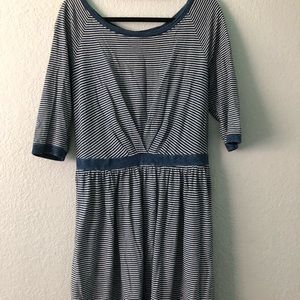 Anthropologie Postage Navy Striped Dress